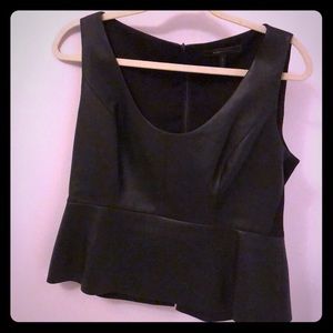 BCBG Faux Leather Peplum Top
